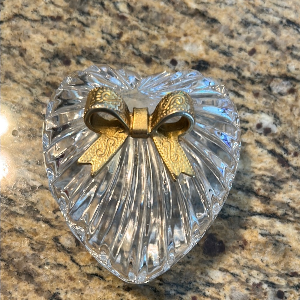 Gold and White Heart-Shaped Decor Accent